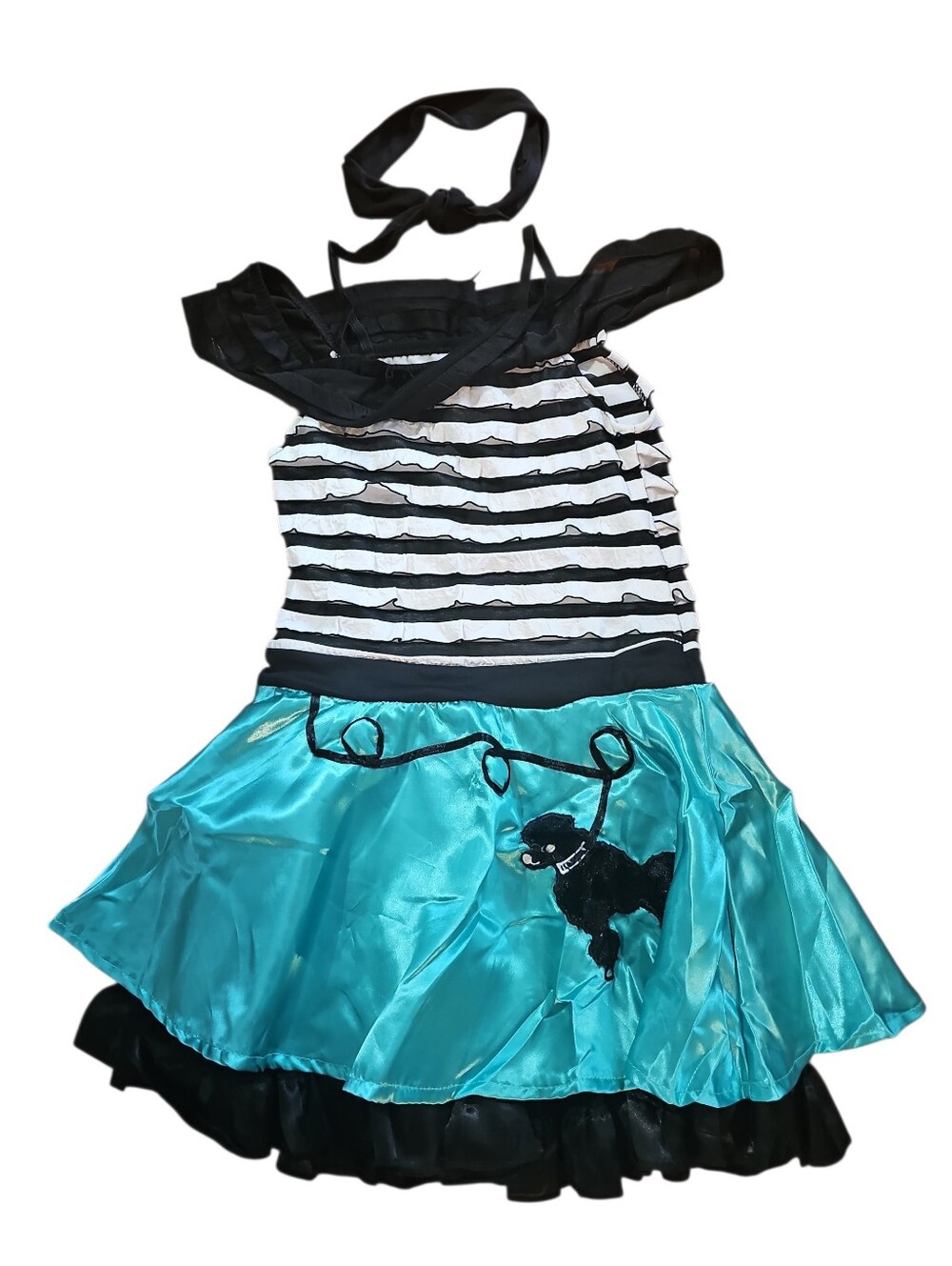 Girls 50's At The Hop Honey Halloween Costume Blue Poodle Skirt Retro Diner S